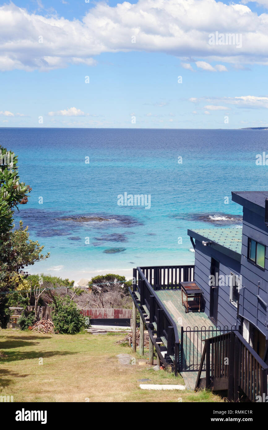 Holiday house overlooking Bay of Fires, Tasmania, Australia. No PR Stock Photo