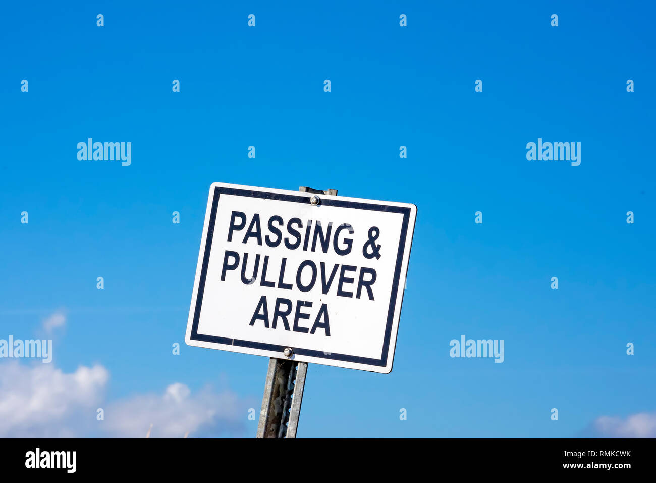 Passing  &  Pullover  Area sign on the Lake Apopka  North  Shore Wildlife Drive near  Orlando,  Florida Stock Photo