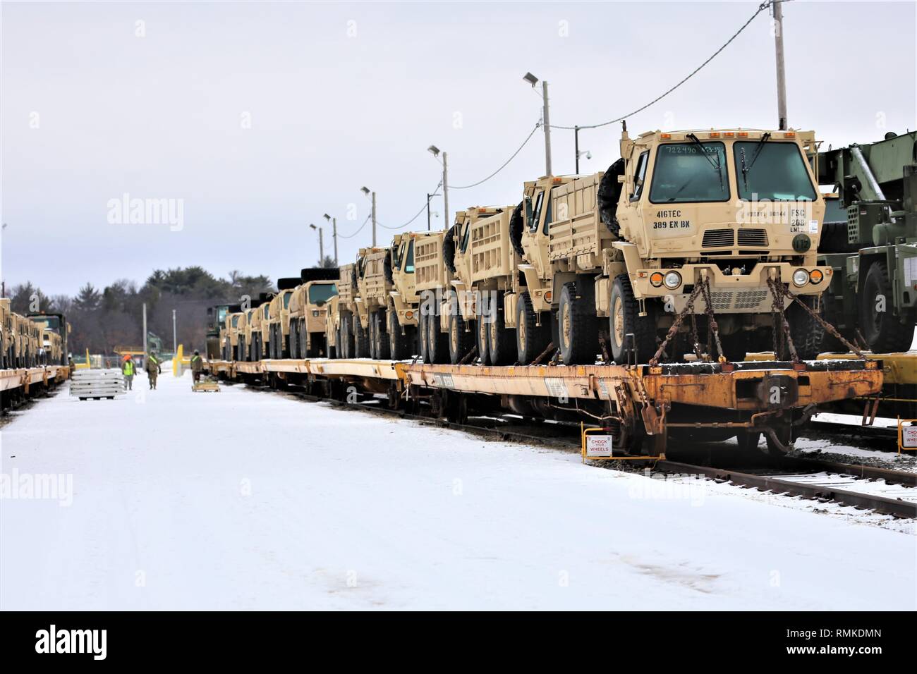 Military vehicles and equipment with the 389th Engineer Battalion is