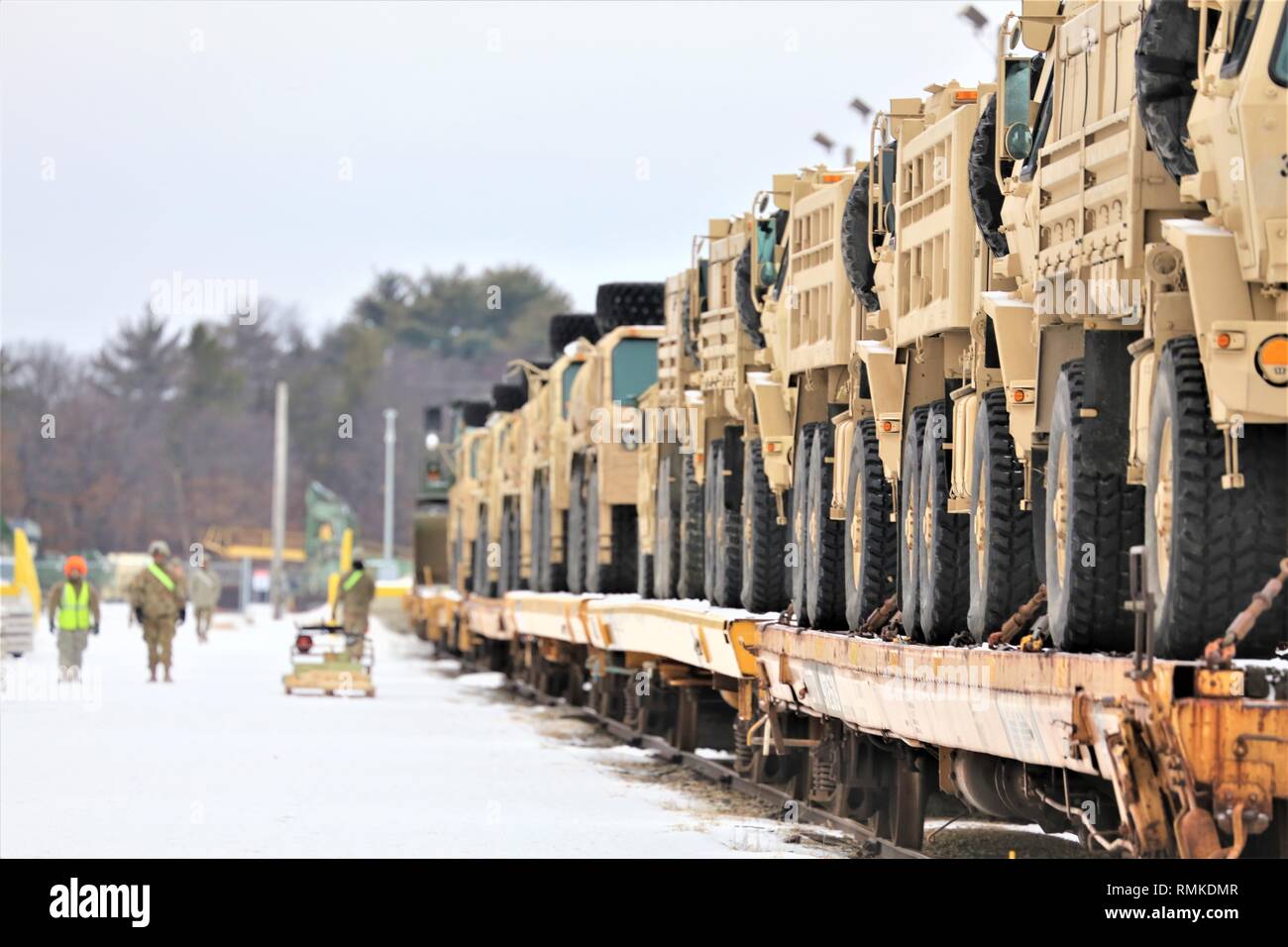 Military vehicles and equipment with the 389th Engineer Battalion is