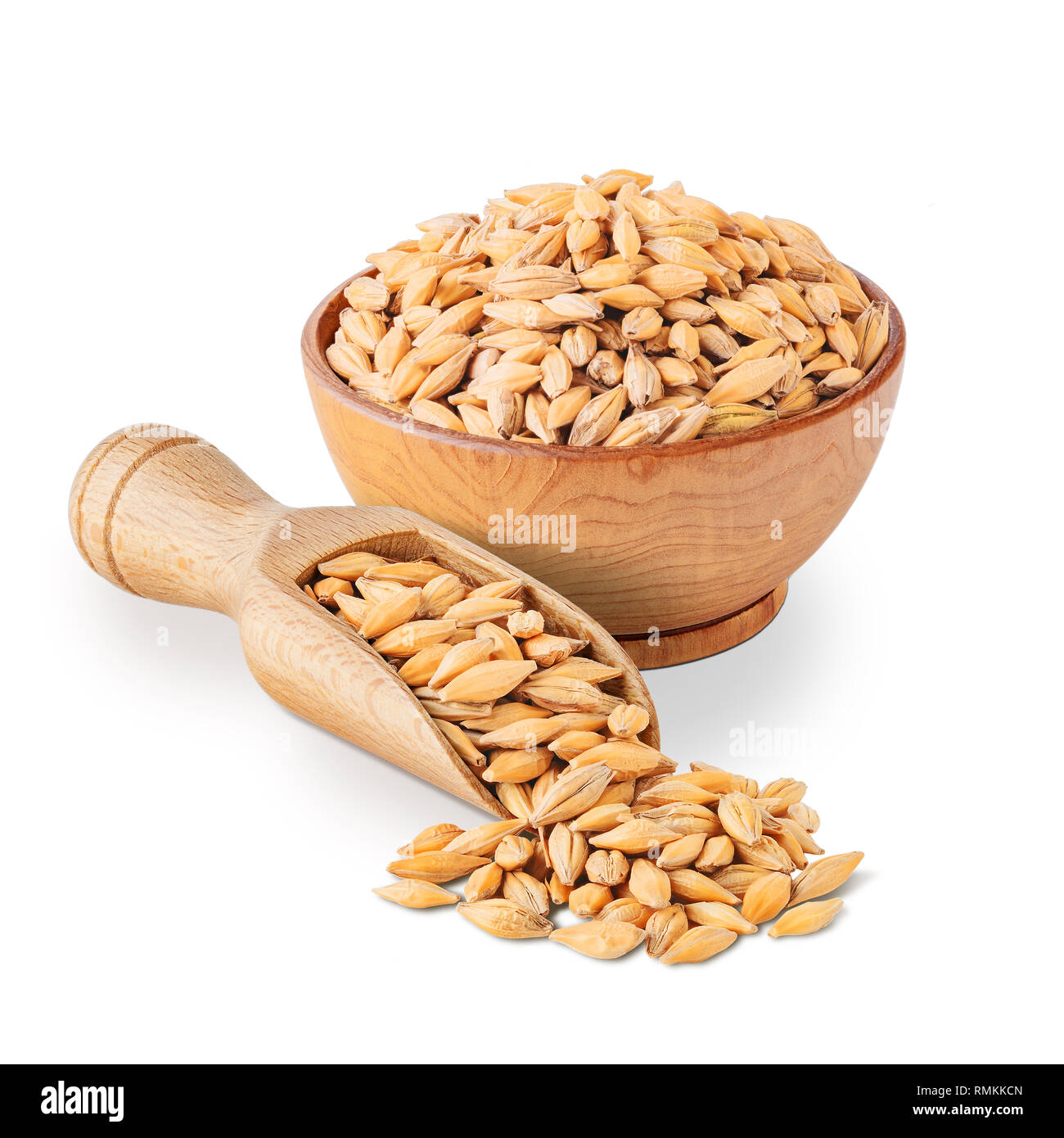 Barley seeds isolated on white background. Stock Photo