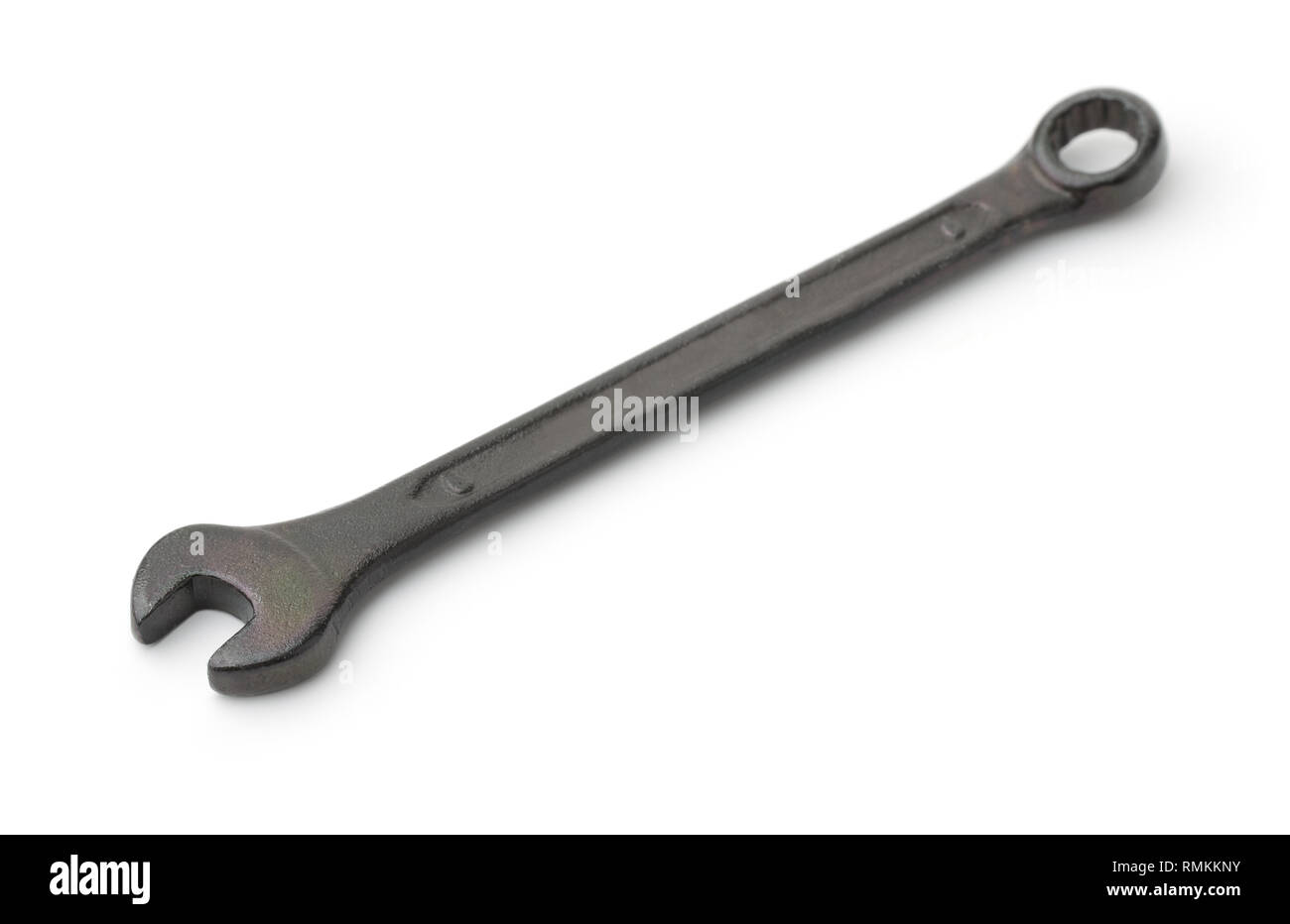 Black wrench isolated on white Stock Photo