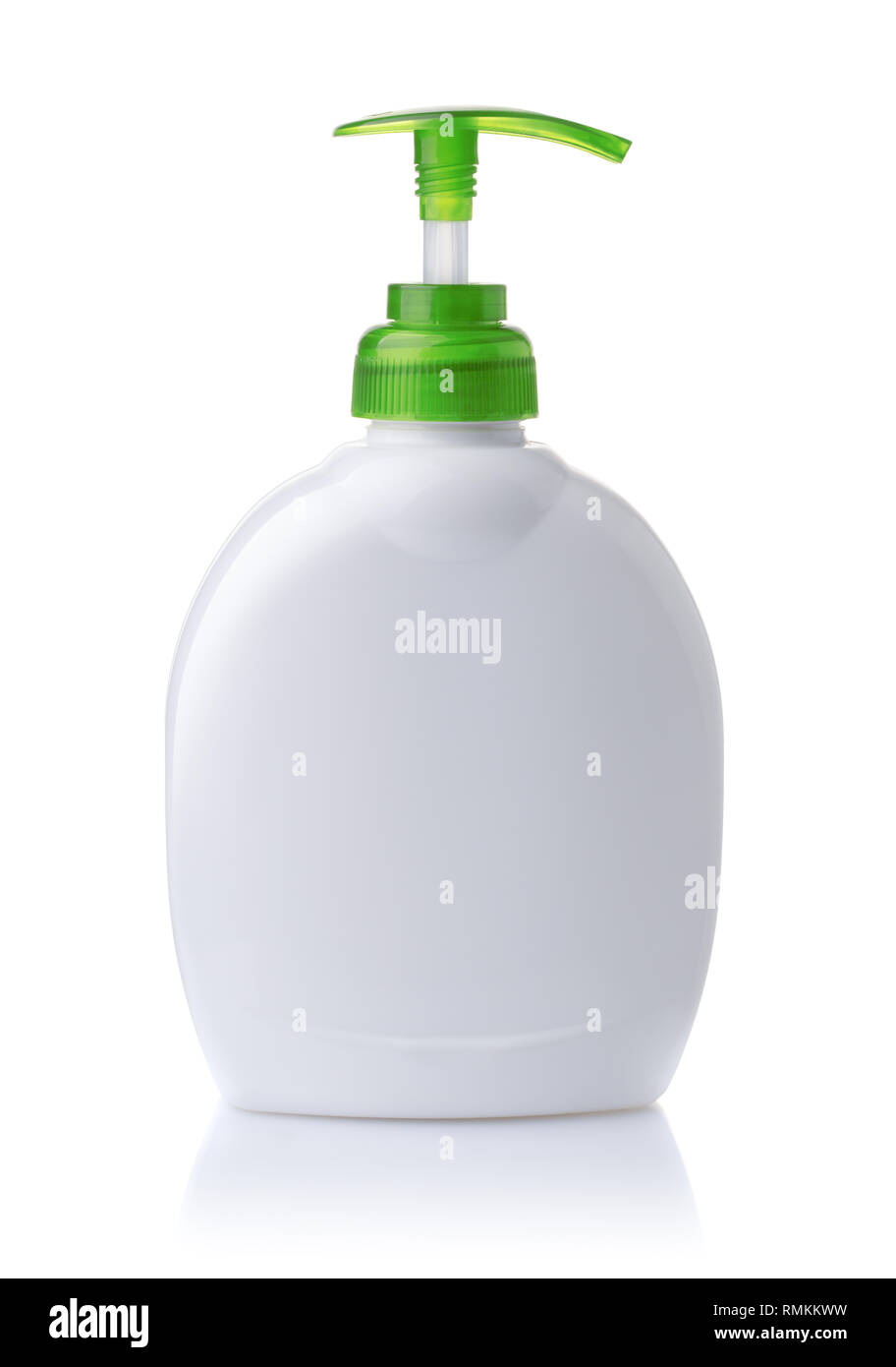 Front view of blank pump dispenser bottle mockup isolated on white Stock Photo