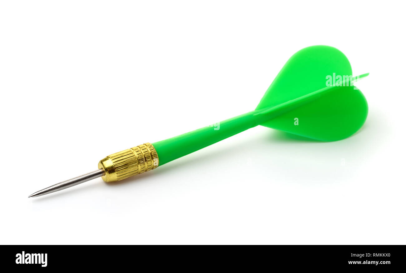 Green plastic darts arrow isolated on white Photo - Alamy