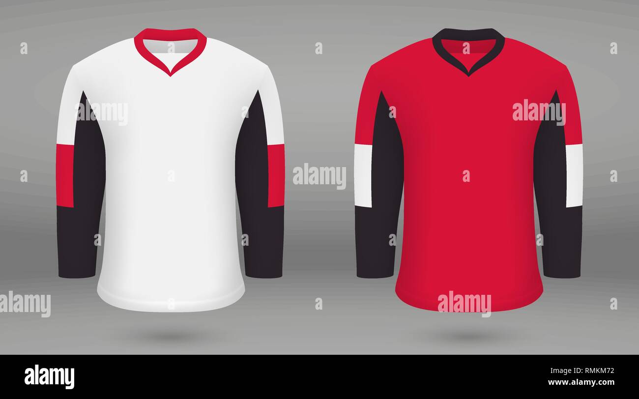 Download Realistic Hockey Kit Shirt Template For Ice Hockey Jersey Ottawa Senators Stock Vector Image Art Alamy