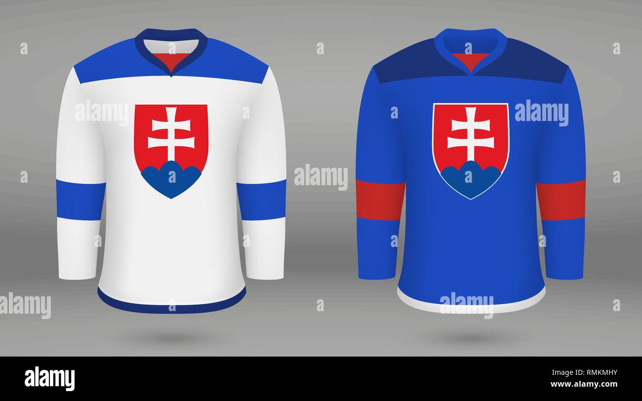 Realistic hockey kit team Slovakia, shirt template for ice hockey jersey.  Vector illustration Stock Vector Image & Art - Alamy