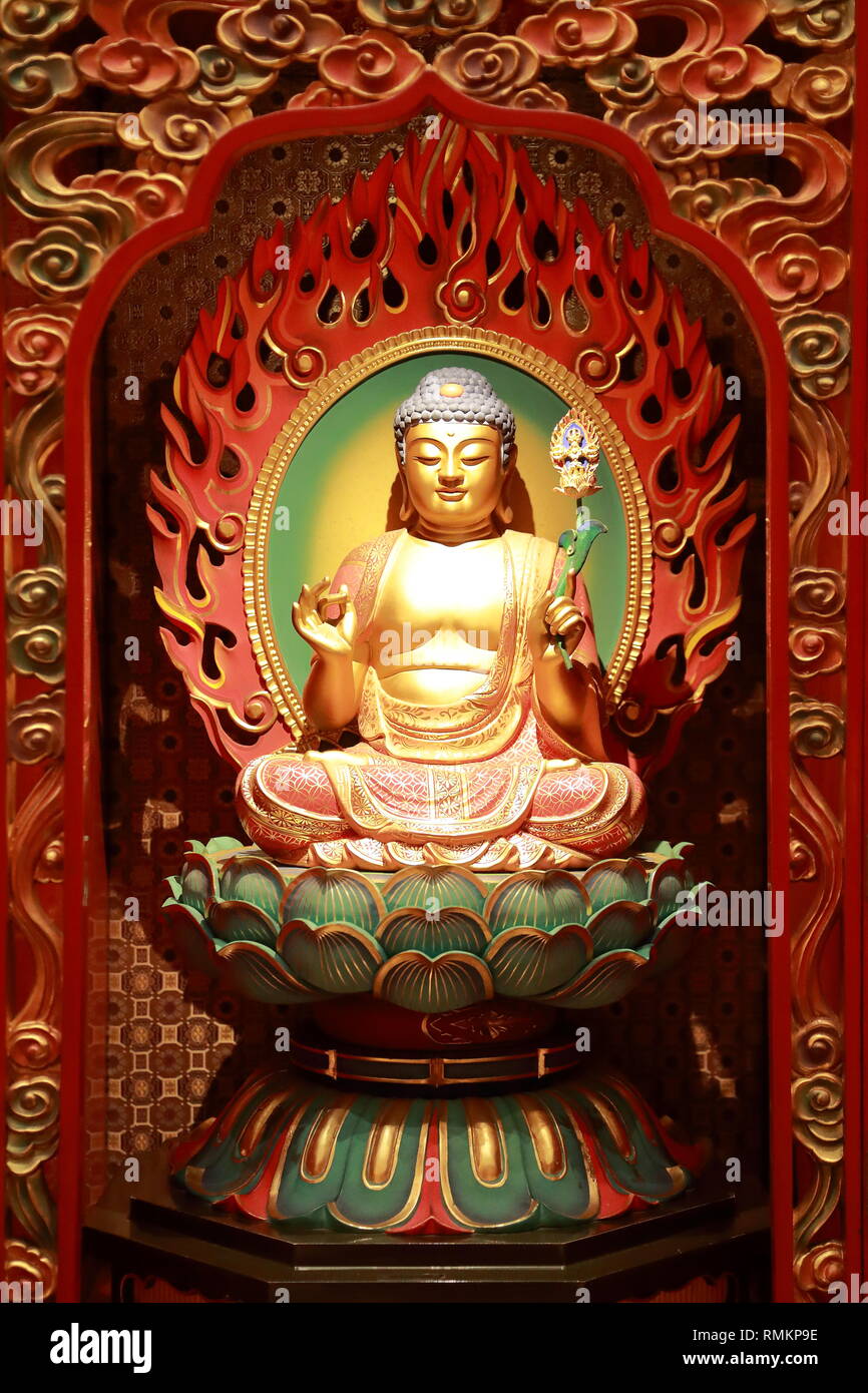 Wooden statues in Singapore's Buddhist Tooth Relic Temple, Singapore