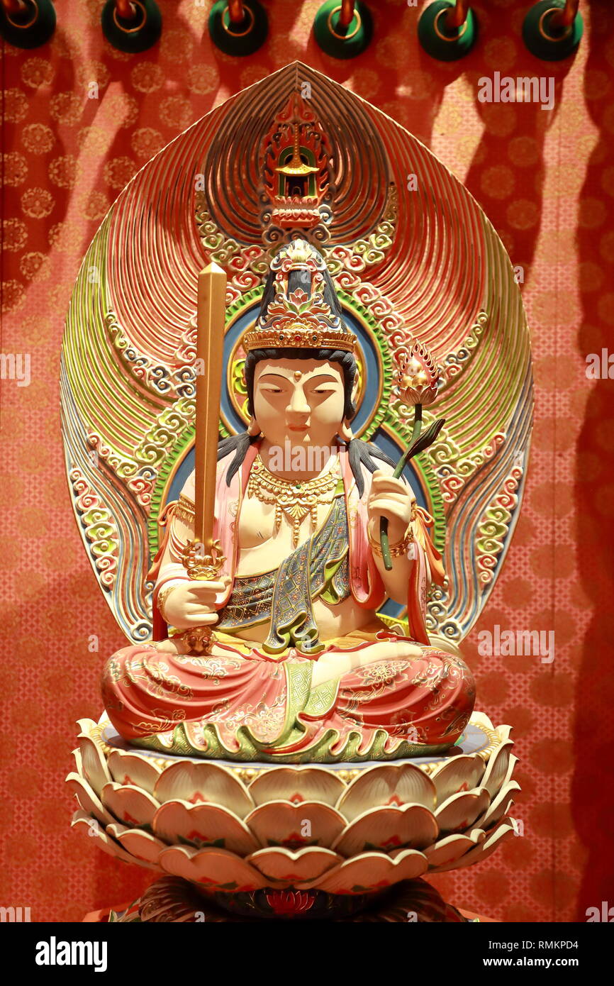 Wooden statues in Singapore's Buddhist Tooth Relic Temple, Singapore
