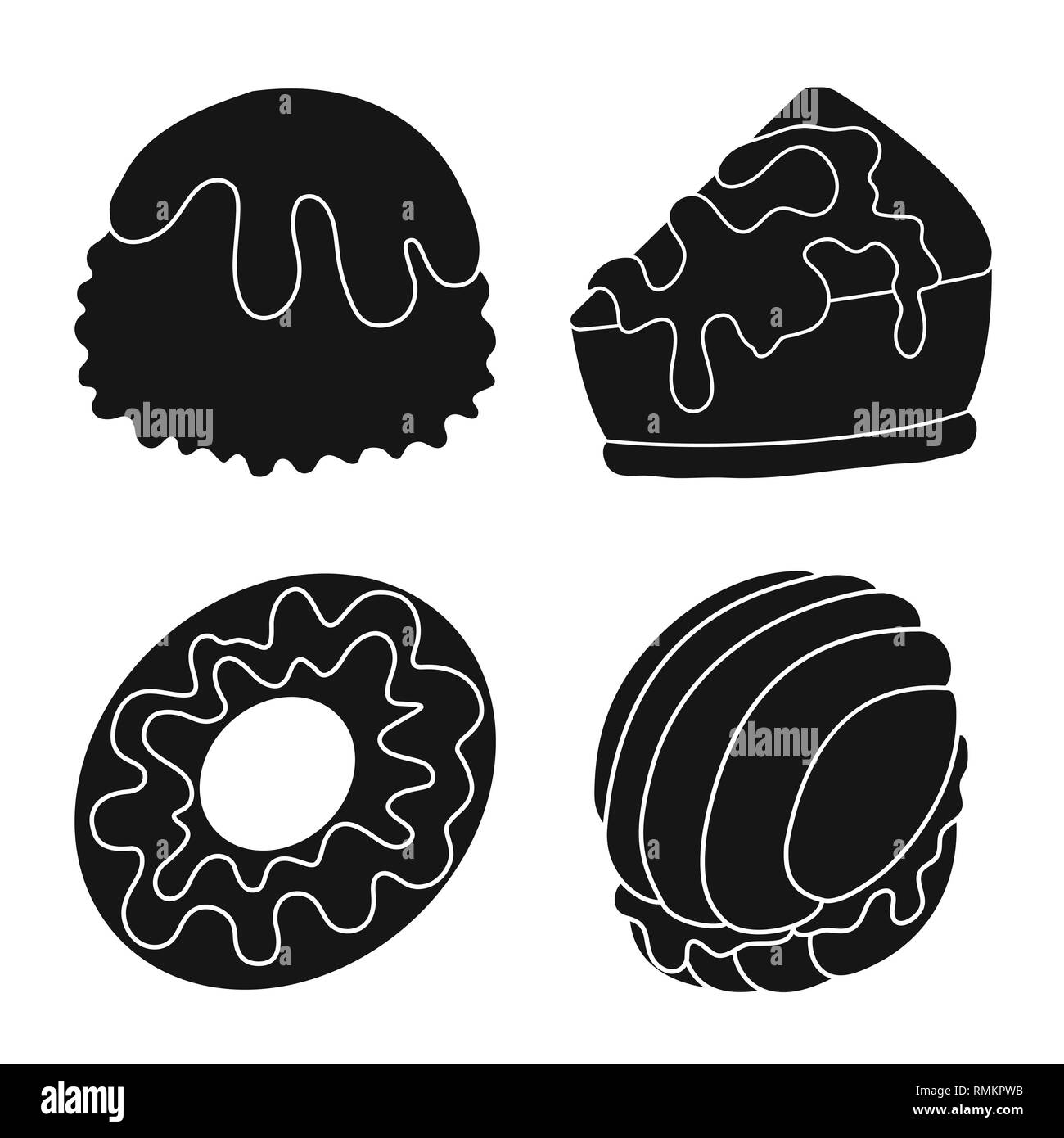 Isolated object of sweetness and product icon. Collection of sweetness ...