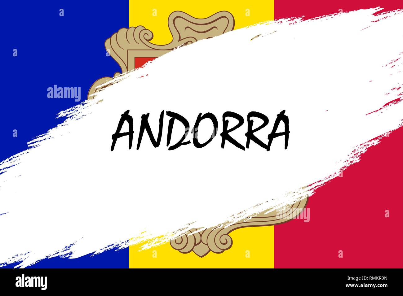 Brush stroke background with Grunge styled flag of Andorra Stock Vector ...