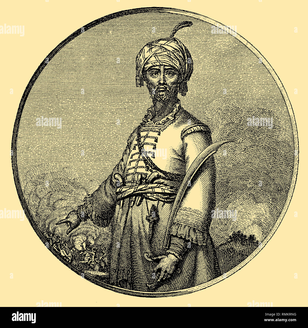 Haidar Ali or Hyder Ali  South Indian commander and eminent opponent of the British East India Company, Year, Le Beau  1899 Stock Photo