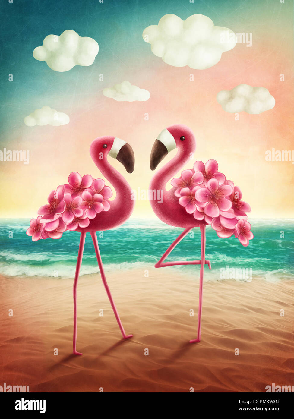 Flamingos on beach hi-res stock photography and images - Alamy