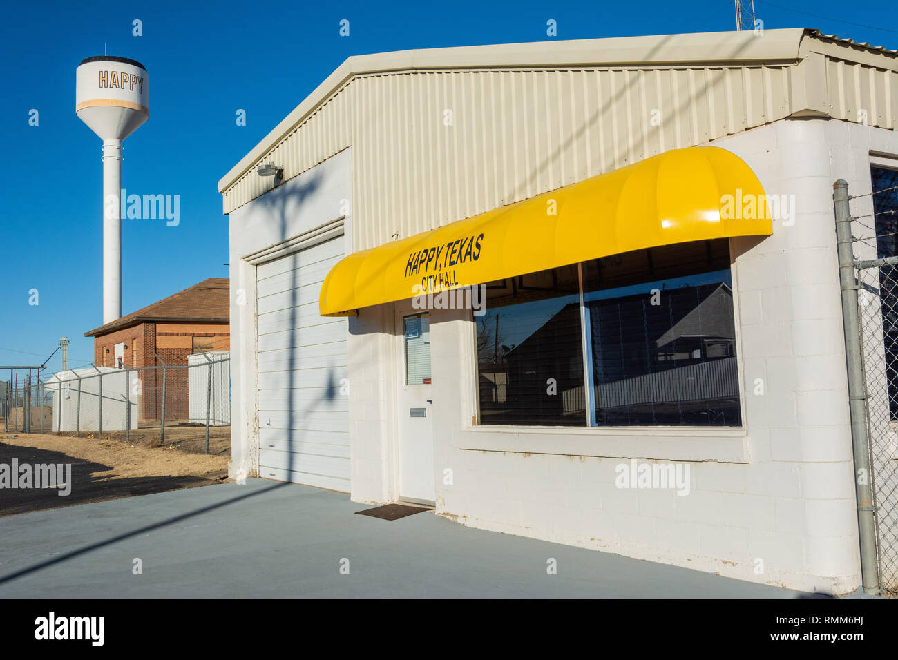 Happy, Texas, United States of America January 1, 2017. City hall and