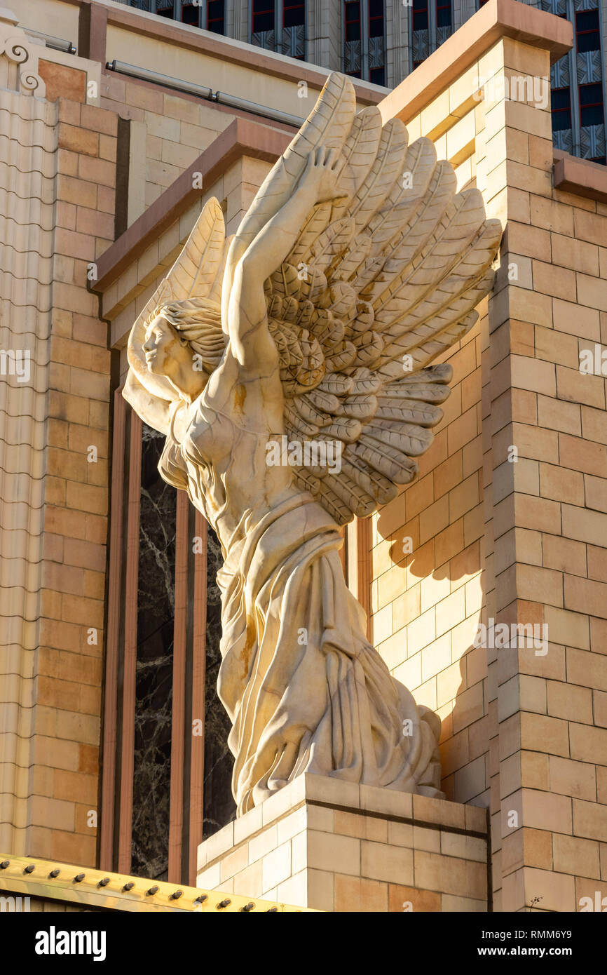 Las Vegas, Nevada, United States of America - January 11, 2017. Statue on the facade of New York-New York Hotel and Casino in Las Vegas, NV. Stock Photo