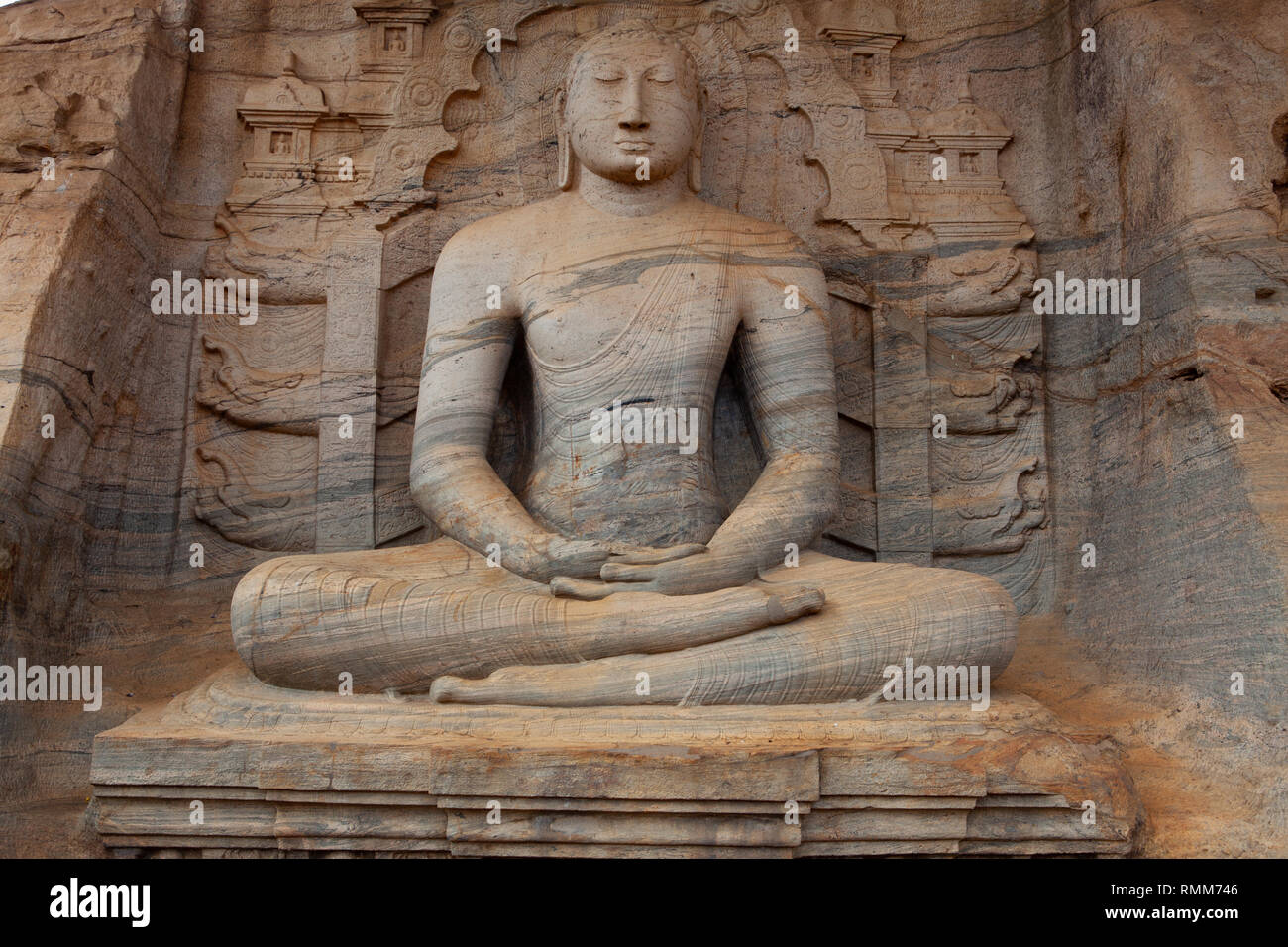 Polonnaruwa,Sri Lanka - January 21,2019: The Gal Vihara, also known as Gal Viharaya and originally as the Uttararama, is a rock temple of the Buddha s Stock Photo