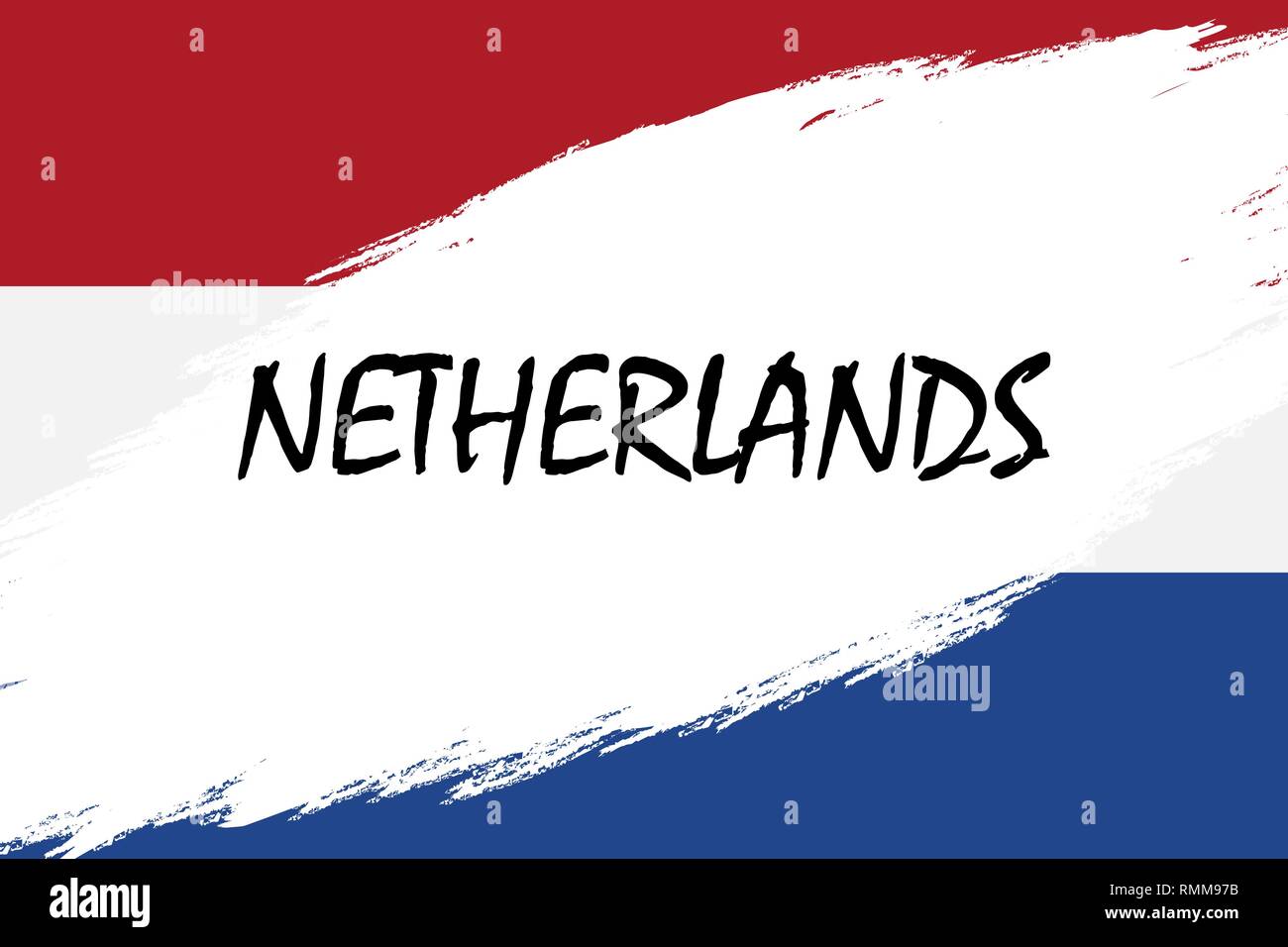Brush stroke background with Grunge styled flag of Netherlands Stock ...