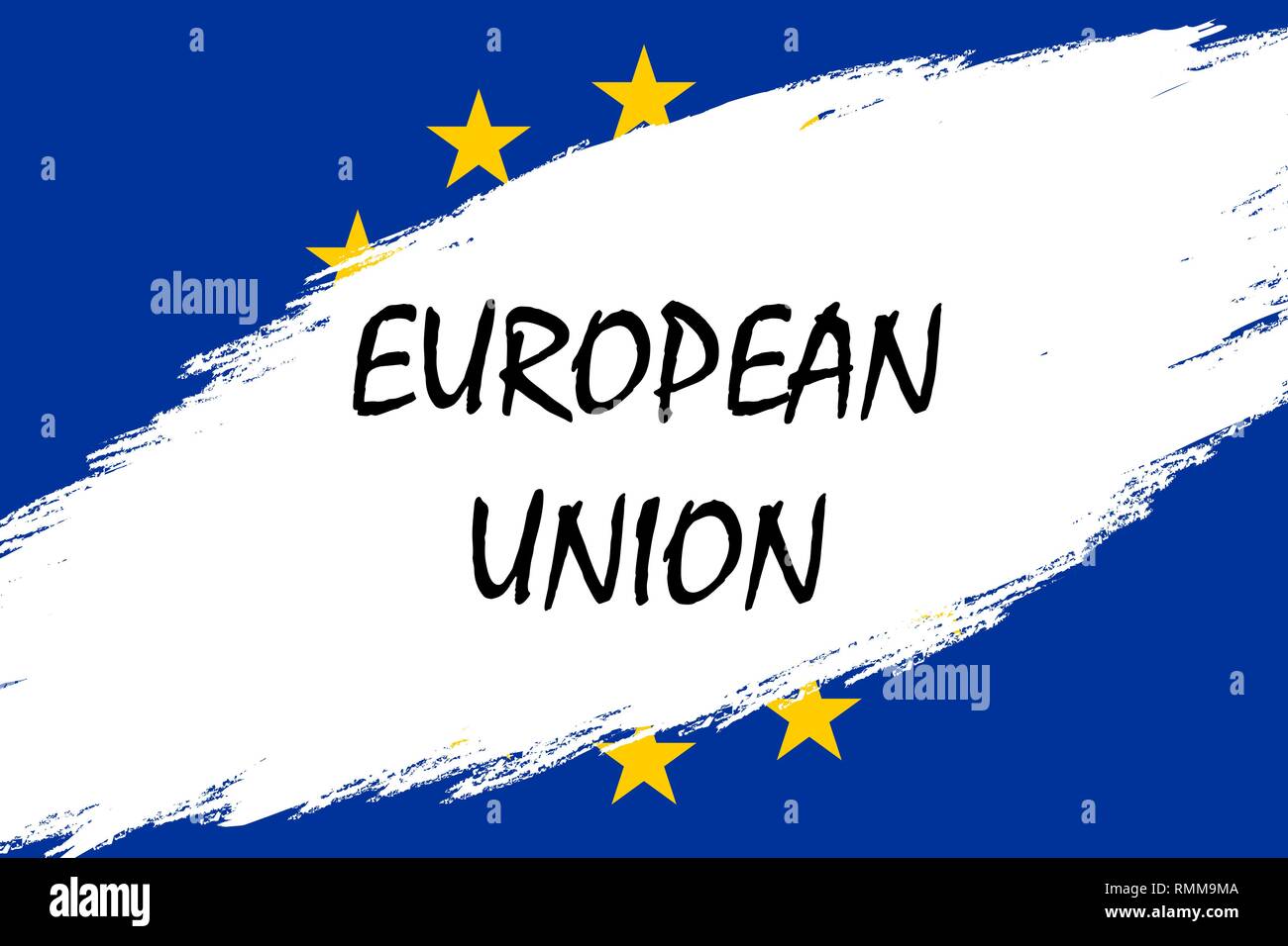 Brush stroke background with Grunge styled flag of European Union Stock ...