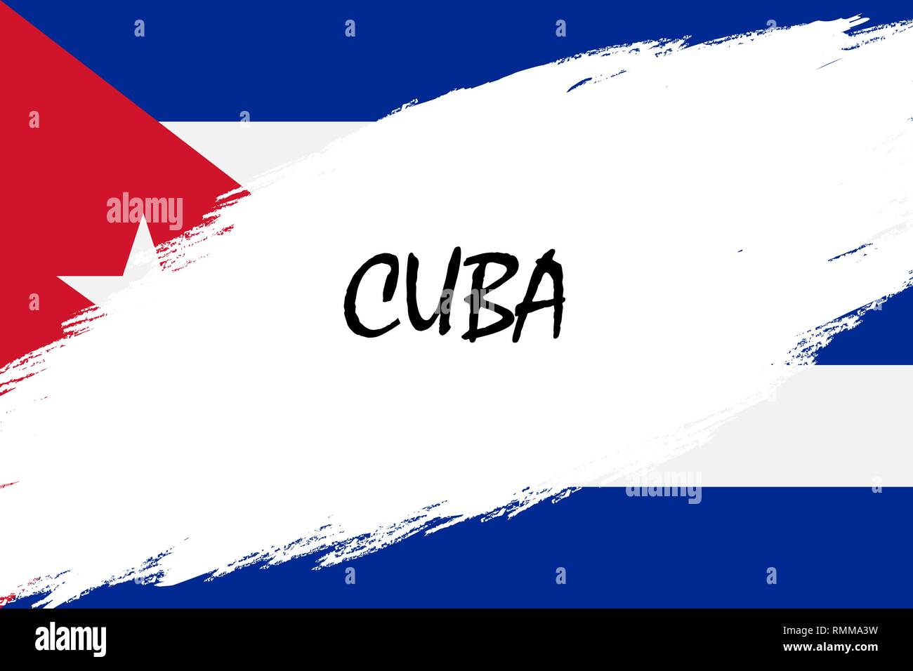 Brush stroke background with Grunge styled flag of Cuba Stock Vector ...
