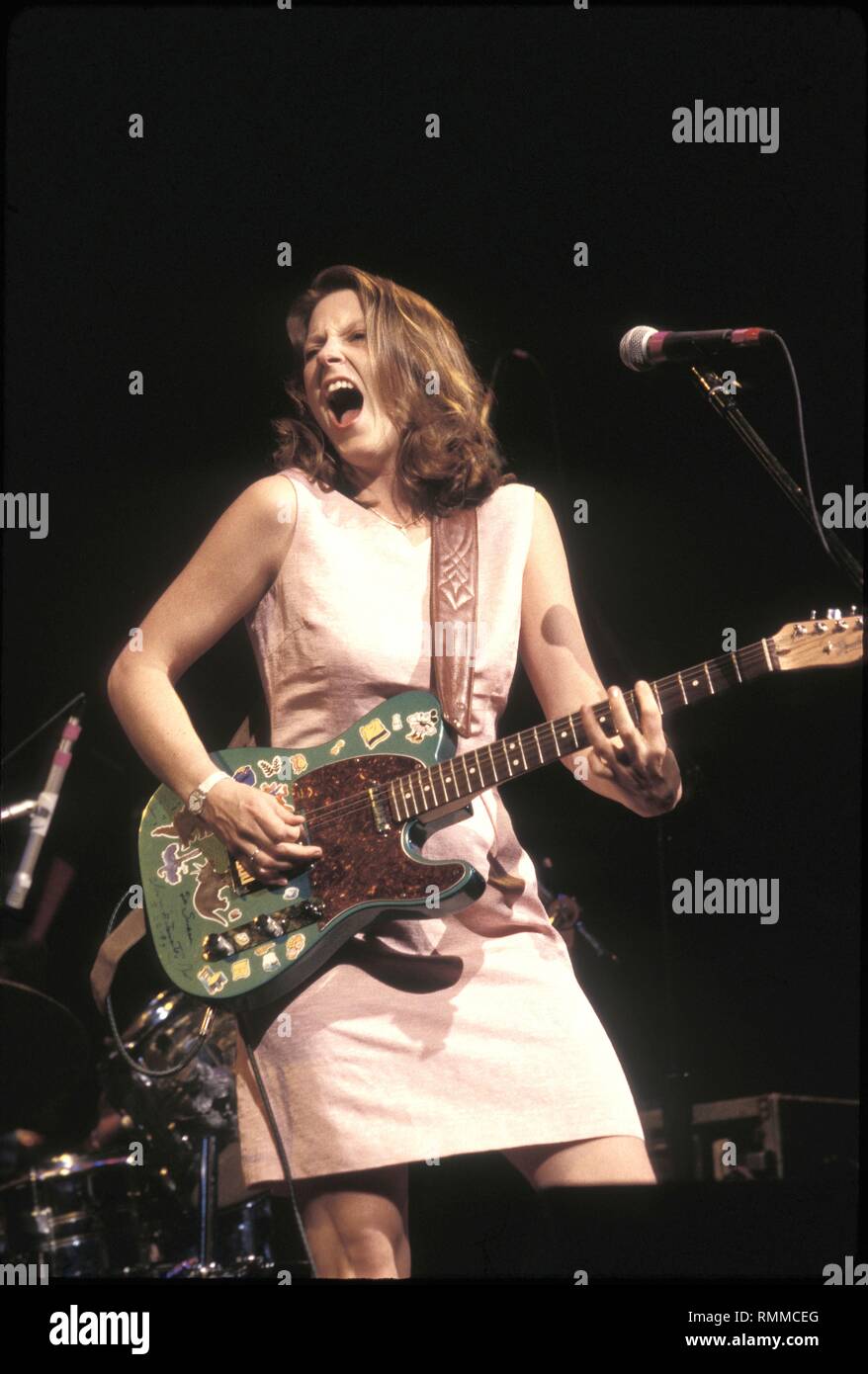 Singer, songwriter and guitarist Susan Tedeschi is  shown performing on stage during a 'live' concert appearance. Stock Photo