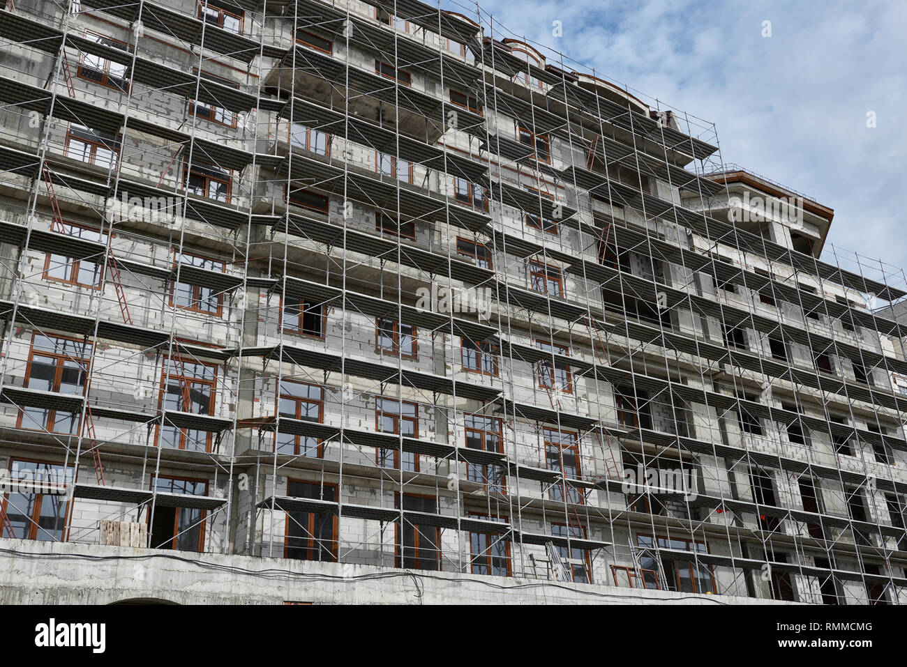 new building under construction, scaffolding and concrete Stock Photo