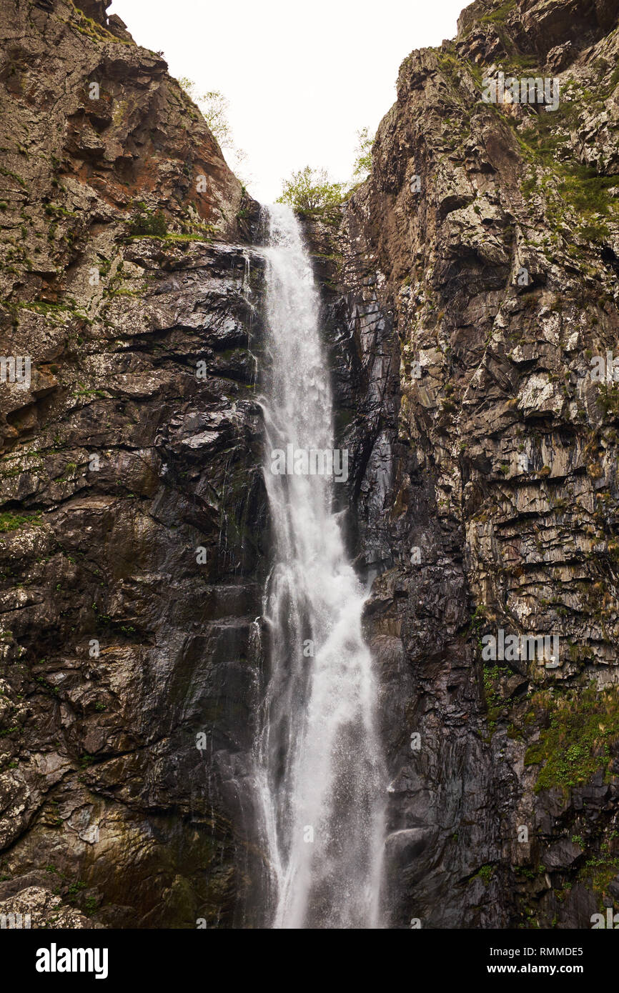Gveleti Waterfall in Greater Caucasus Mountains in Georgia view near Stock Photo