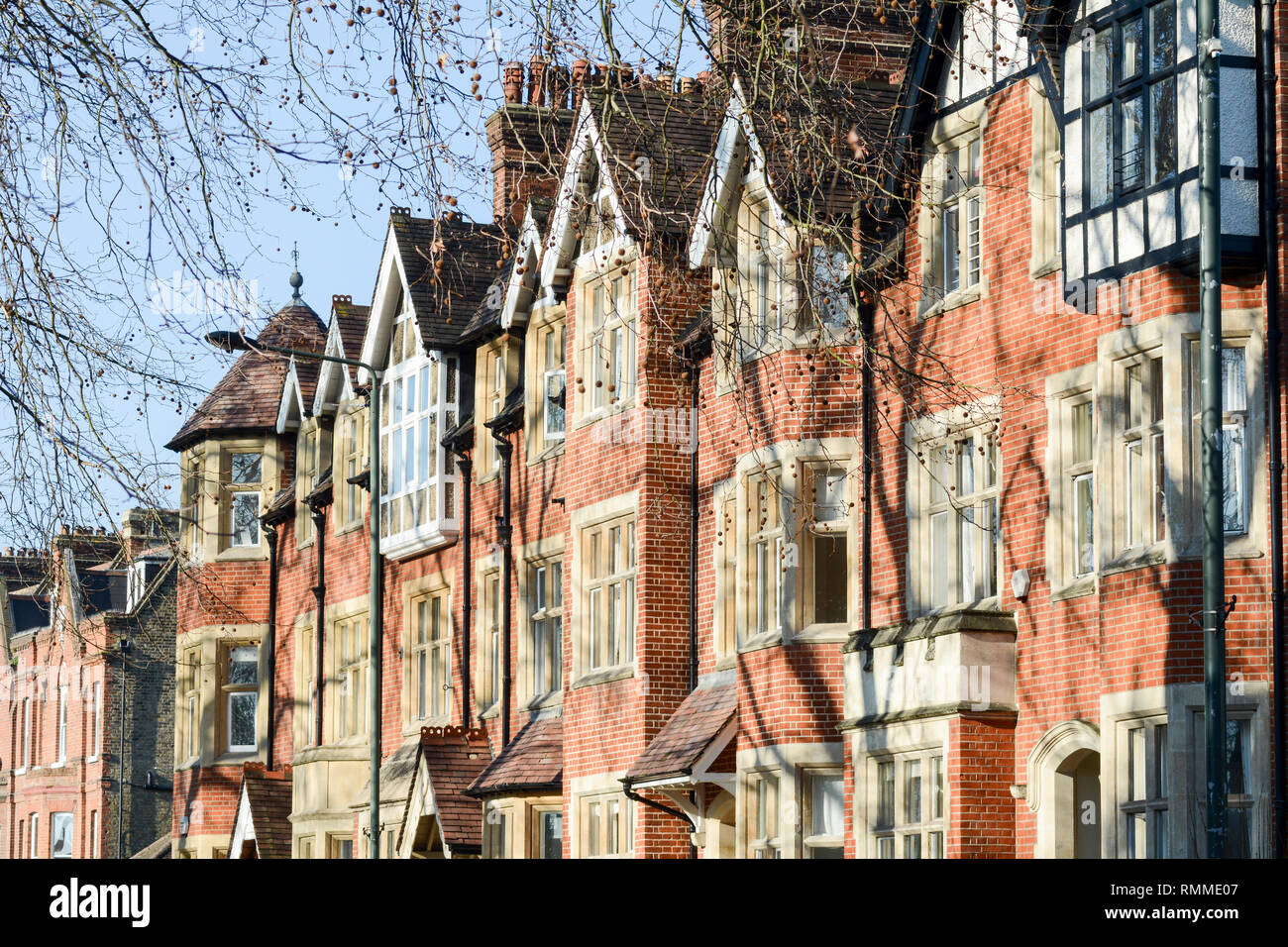 A row of Edwardian terraced houses on Chrch Road, Barnes, London, SW13, UK Stock Photo