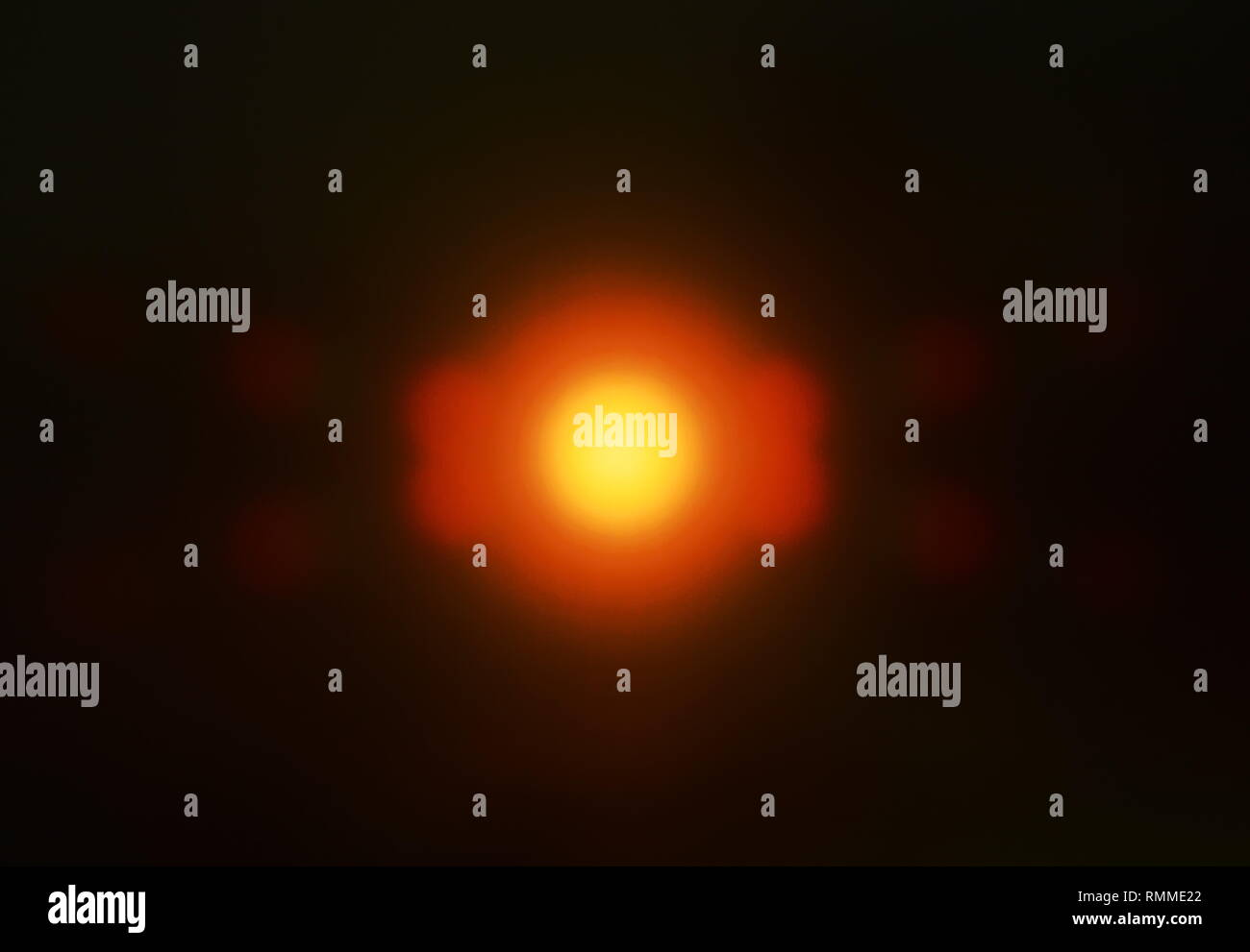 blur candle light reflection on television screen in the dark Stock