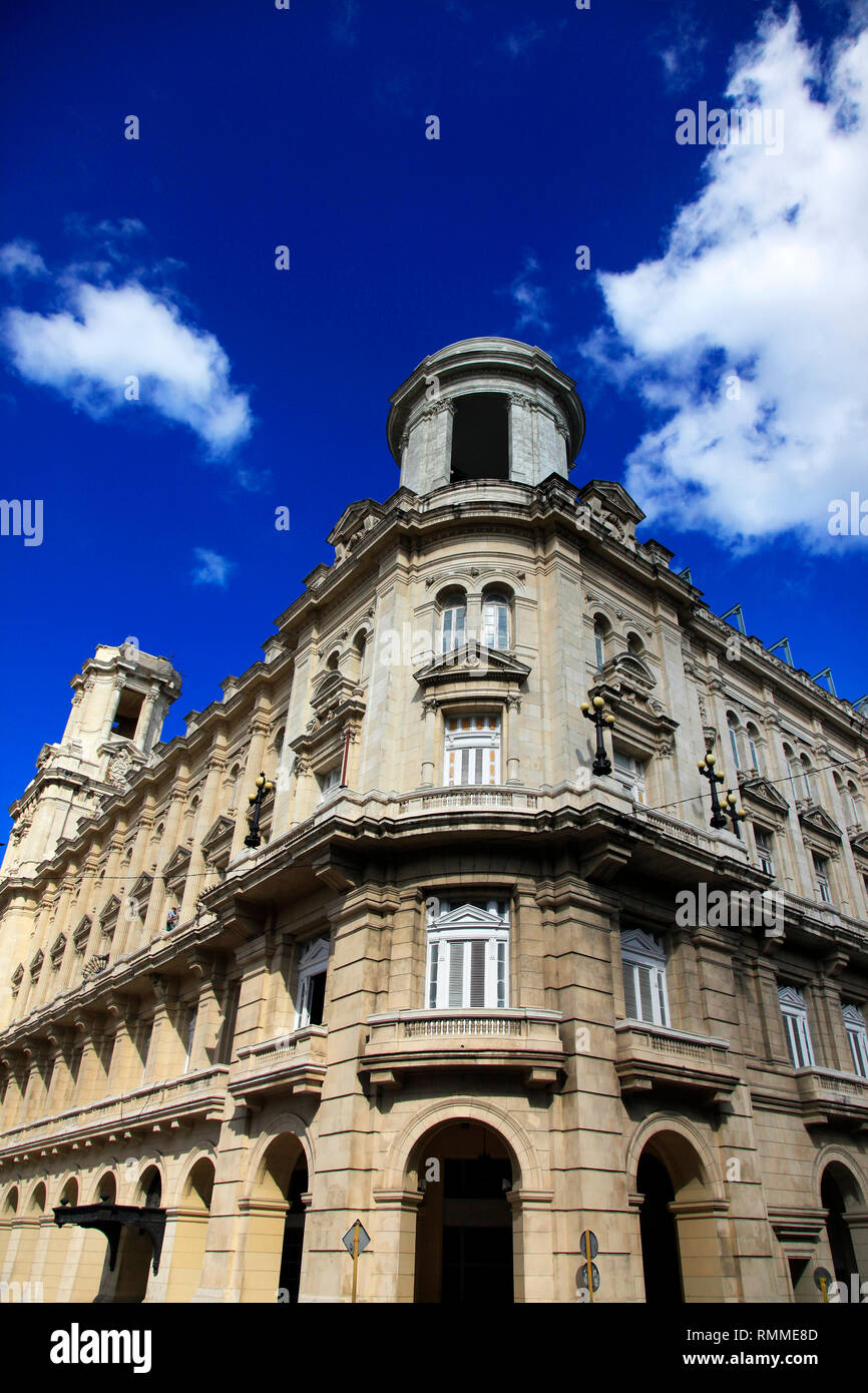 Beautiful facade of a building in the old Havana, Cuba Stock Photo