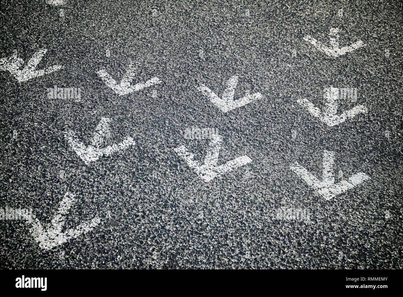 Directional arrows painted on a cement floor Stock Photo - Alamy