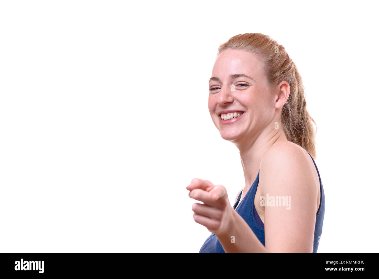 Beautiful woman in blue top hi-res stock photography and images - Alamy