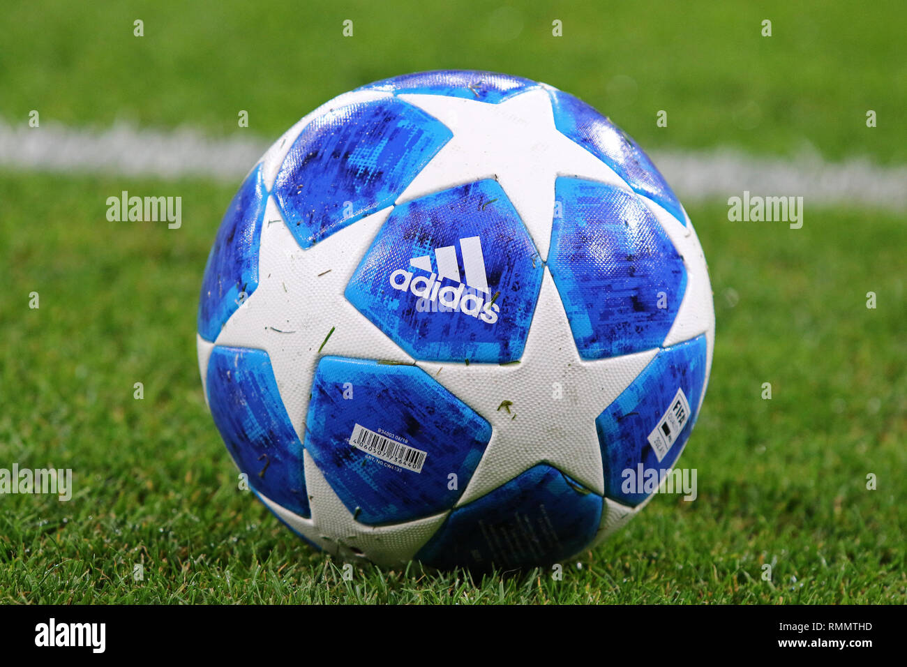 KYIV, UKRAINE - AUGUST 28, 2018: Official UEFA Champions League 2018/19  season match ball on the grass during the UEFA Champions League play-off  game Stock Photo - Alamy
