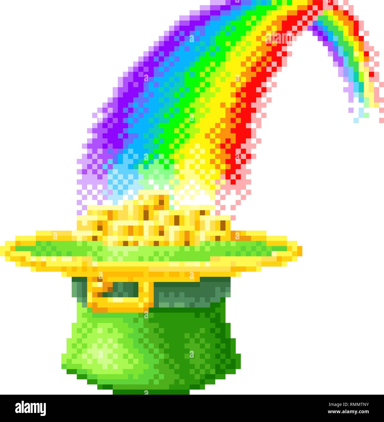 Leprechaun Hat Rainbow 8 Bit Pixel Art Icon Stock Vector Art