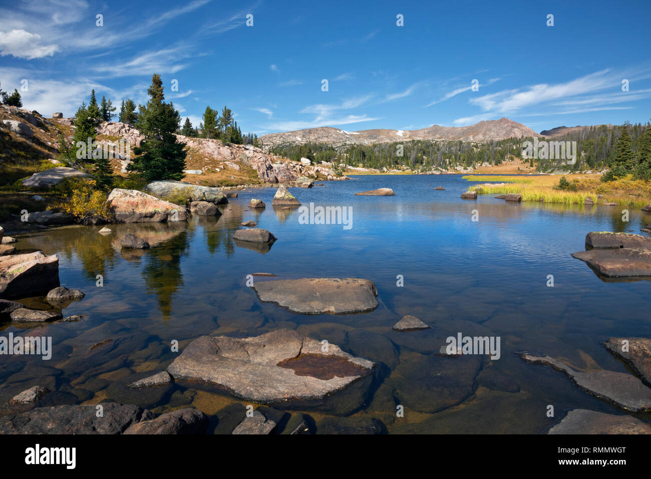 WY03741-00...WYOMING - Long Lake, located next to the Beartooth Scenic Byway in the Beartooth Mountains area of Shoshone National Forest. Stock Photo