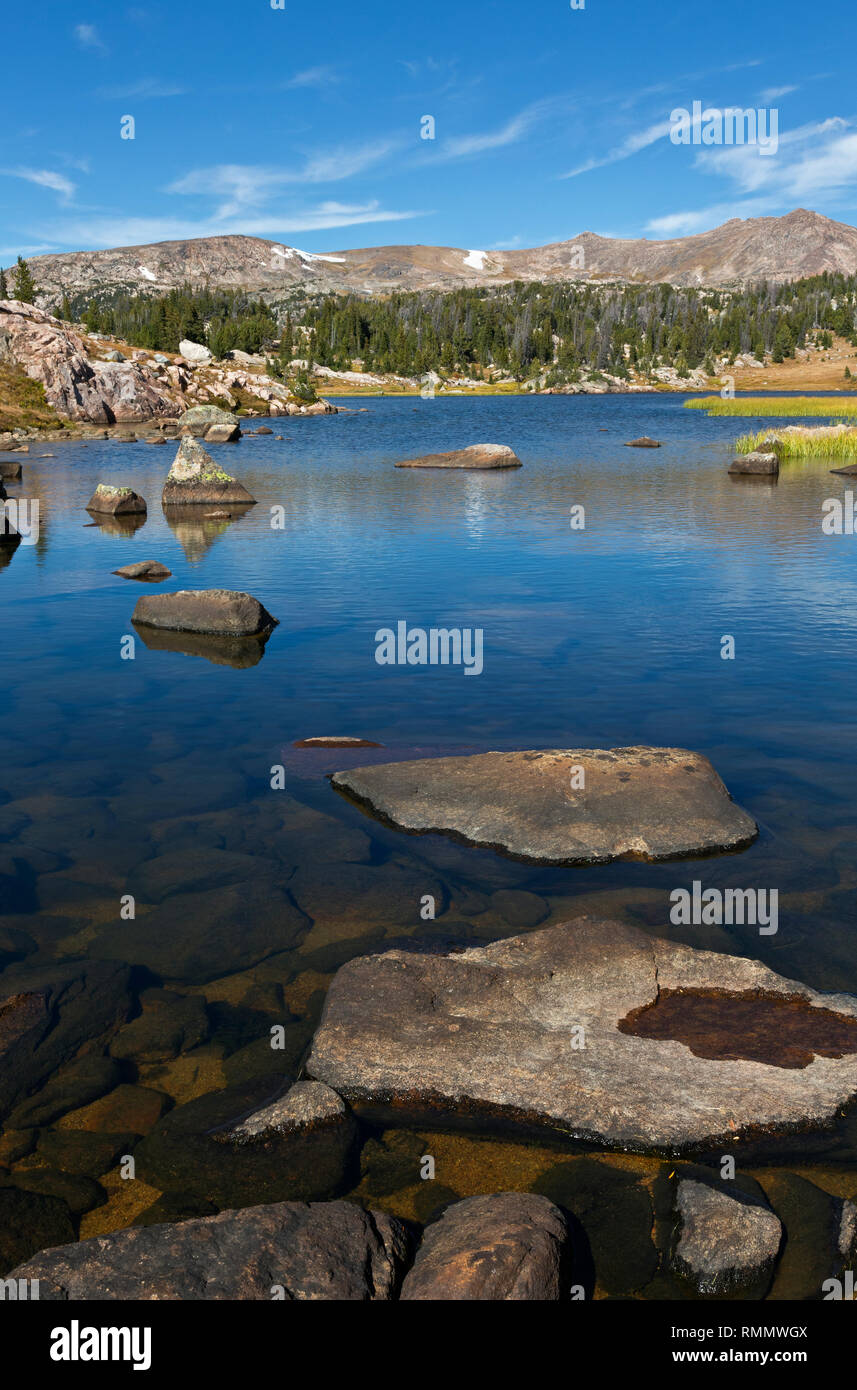WY03742-00...WYOMING - Long Lake, located next to the Beartooth Scenic Byway in the Beartooth Mountains area of Shoshone National Forest. Stock Photo