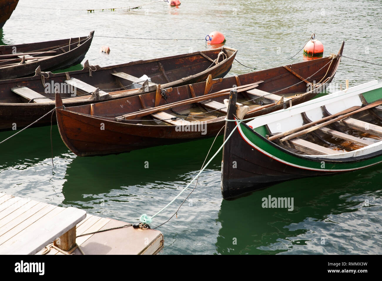 Boats in small harbor in Oslo, Norway. Stock Photo