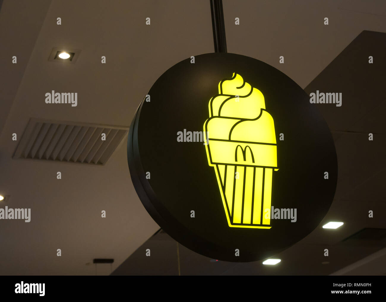 Kuala Lumpur,Malaysia - February 5,2019 : McDonald's Ice Cream logo sign in the shopping mall. Stock Photo