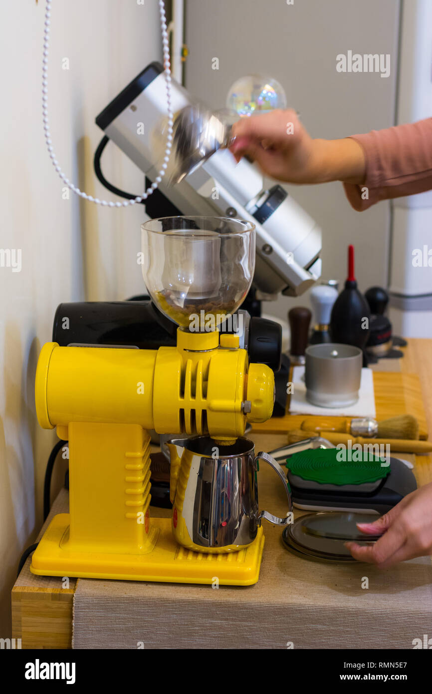 Barista hand drip Coffee making Brewing filter Bar Cafe Stock Photo Alamy