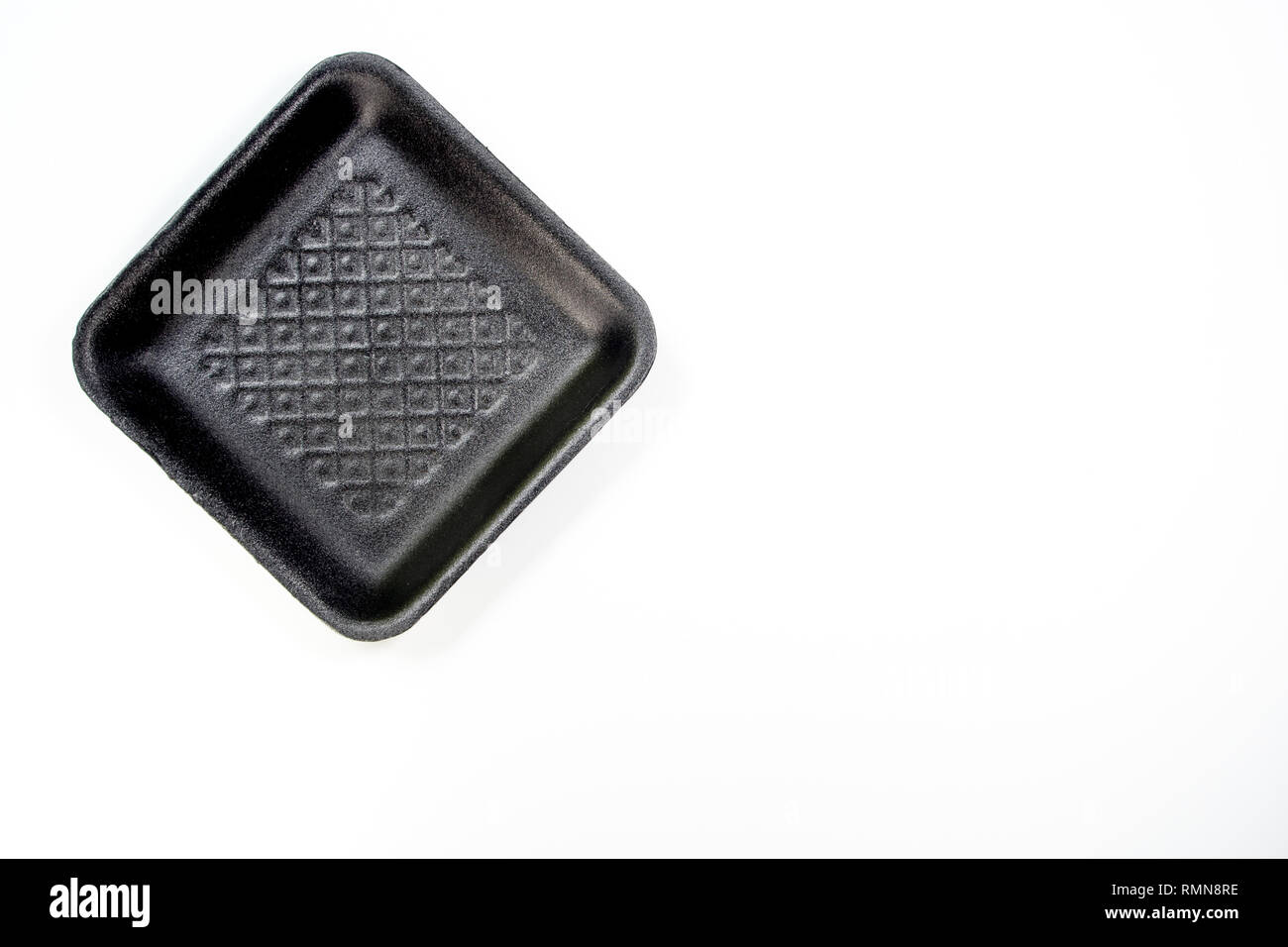 Black foam tray isolated in white background Stock Photo