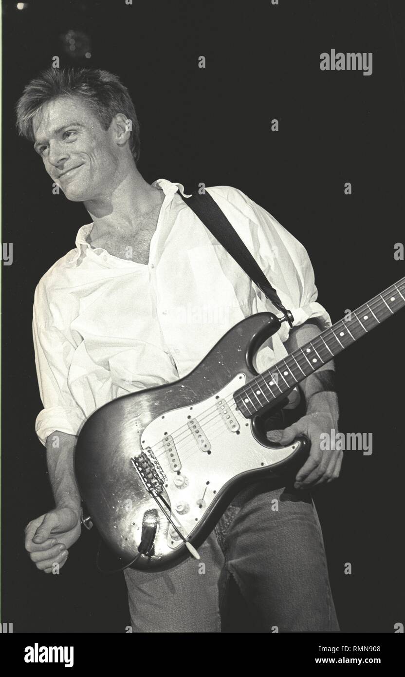 Singer, songwriter & guitarist Bryan Adams is shown performing on stage
