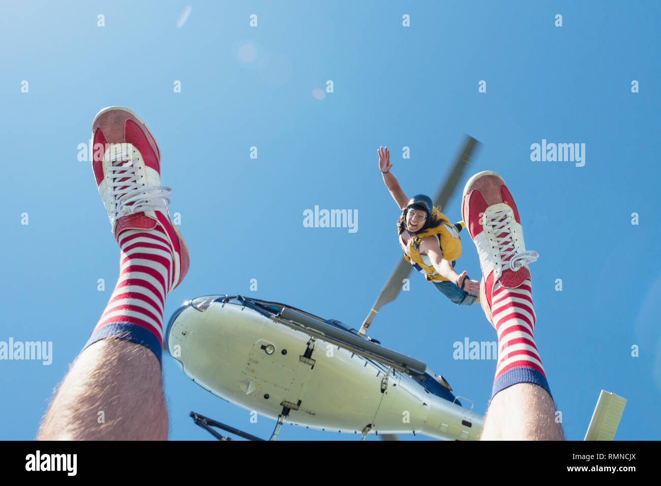 People in air, low section Stock Photo