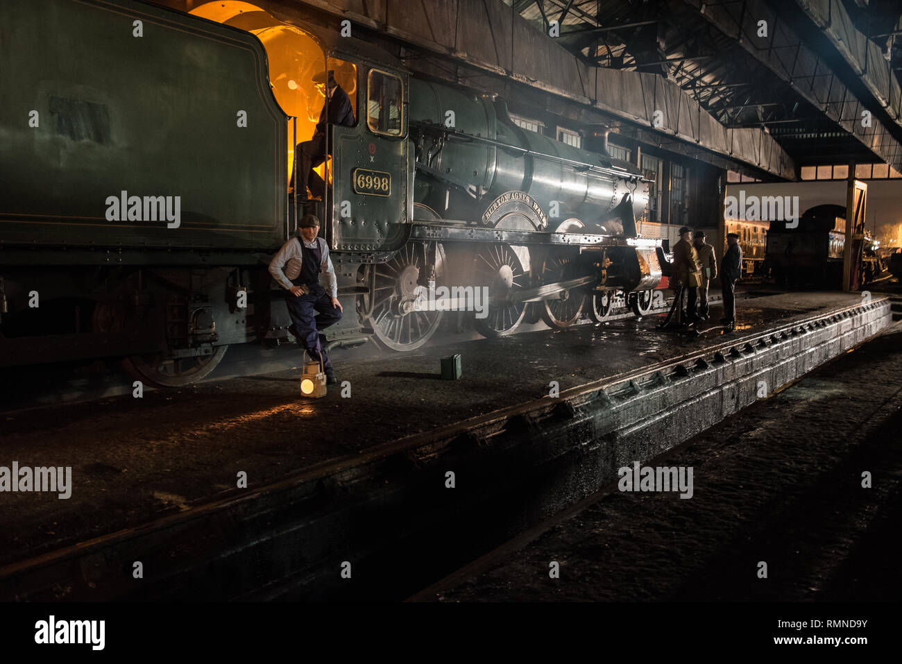 Cold Winter's Evening in a Train Shed Stock Photo