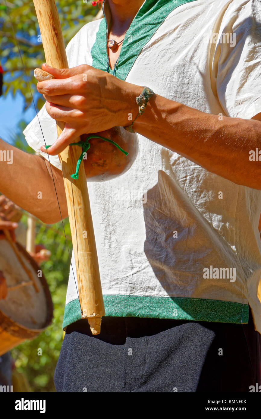 Brazilian musical instrument called berimbau and usually used during