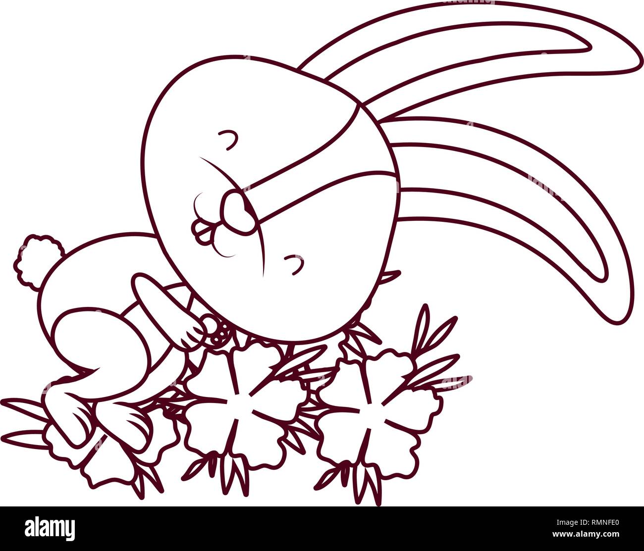easter bunny with flowers isolated icon Stock Vector Image & Art - Alamy
