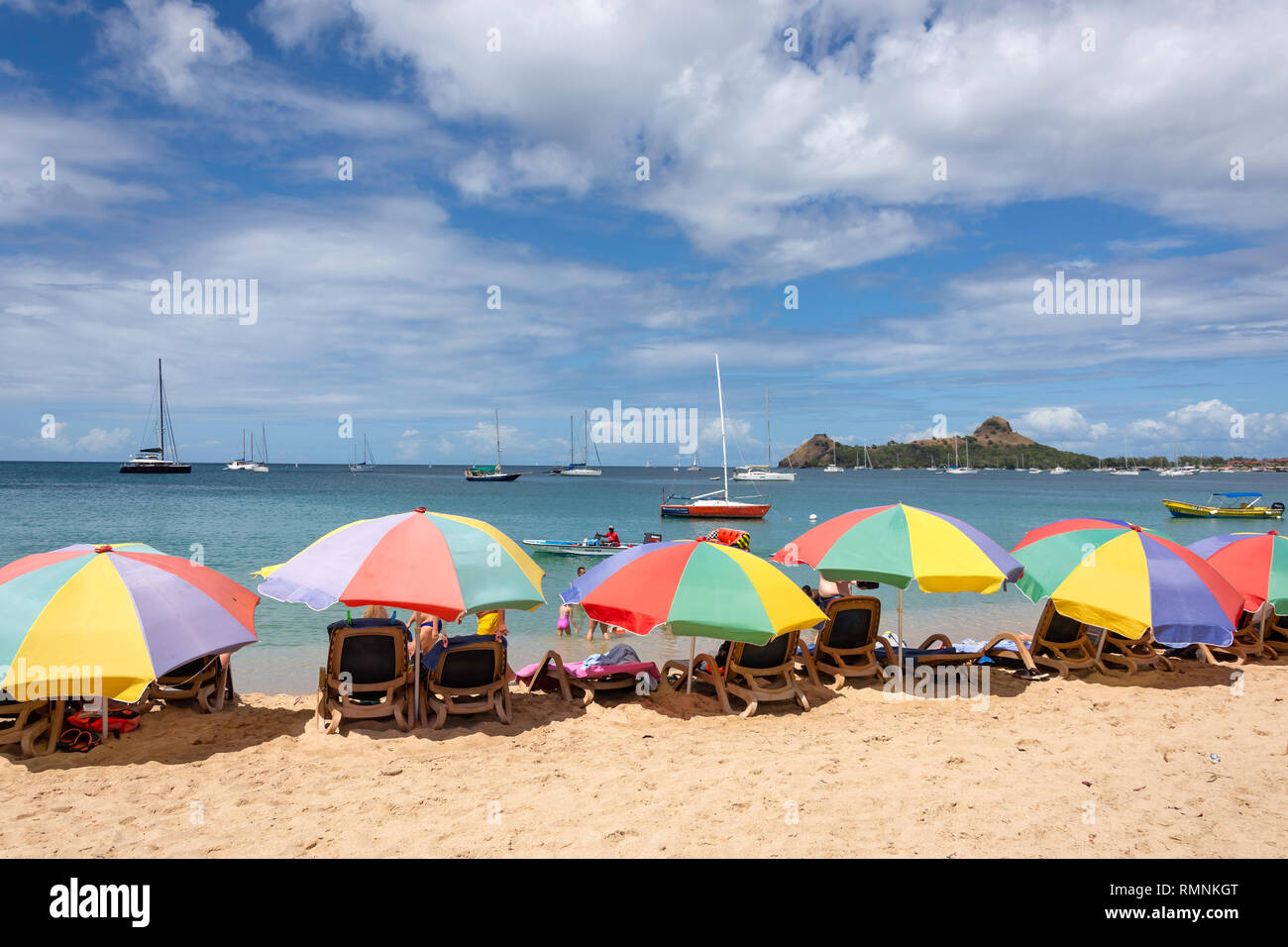 Beach view, Reduit Beach, Rodney Bay, Gros Islet Quarter, Saint Lucia, Lesser Antilles, Caribbean Stock Photo