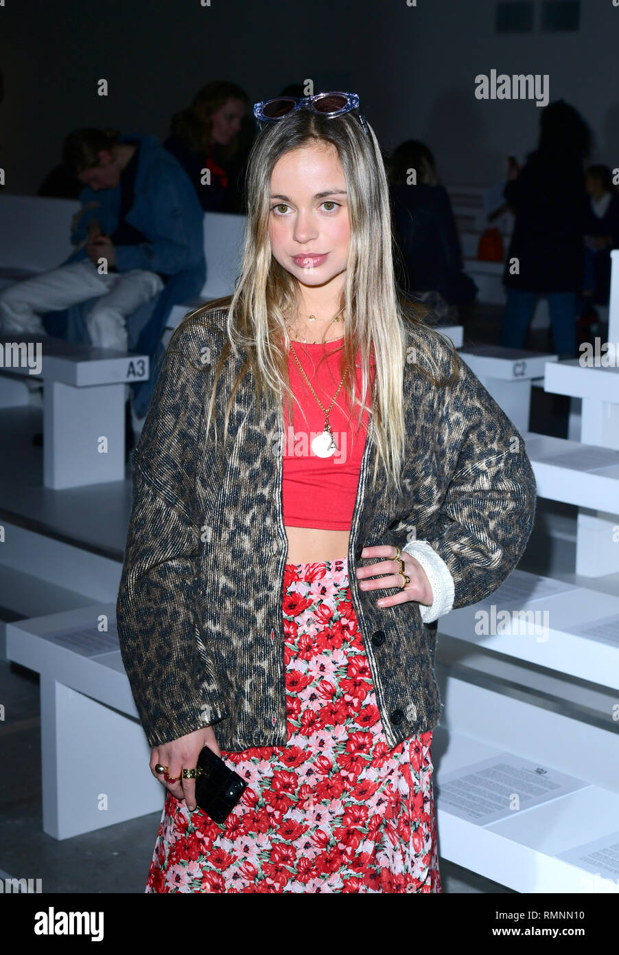 Lady Amelia Windsor on the front row of the Matty Bovan Autumn/Winter