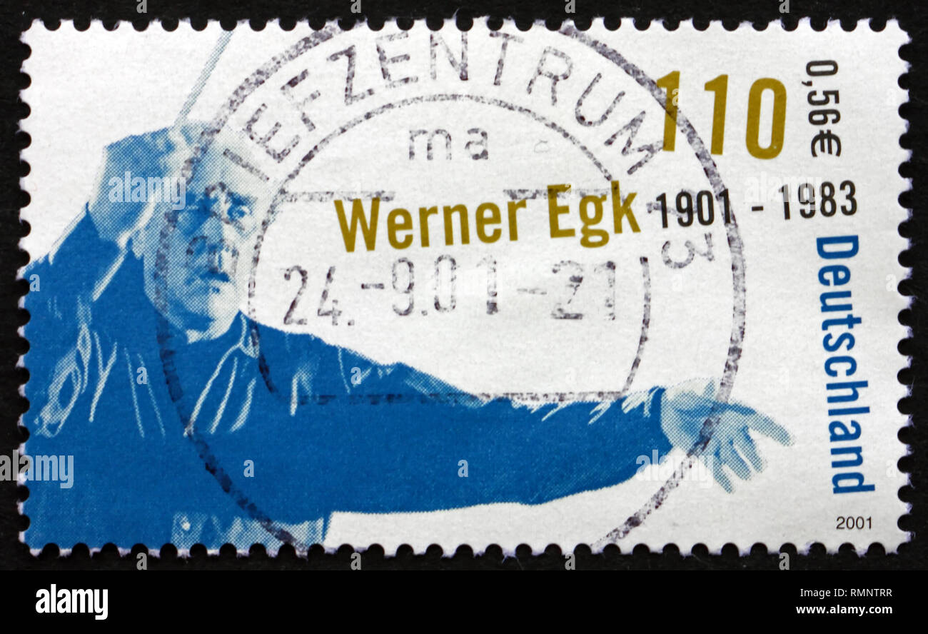 GERMANY - CIRCA 1985: a stamp printed in the Germany shows Werner Egk, Composer, circa 1985 Stock Photo