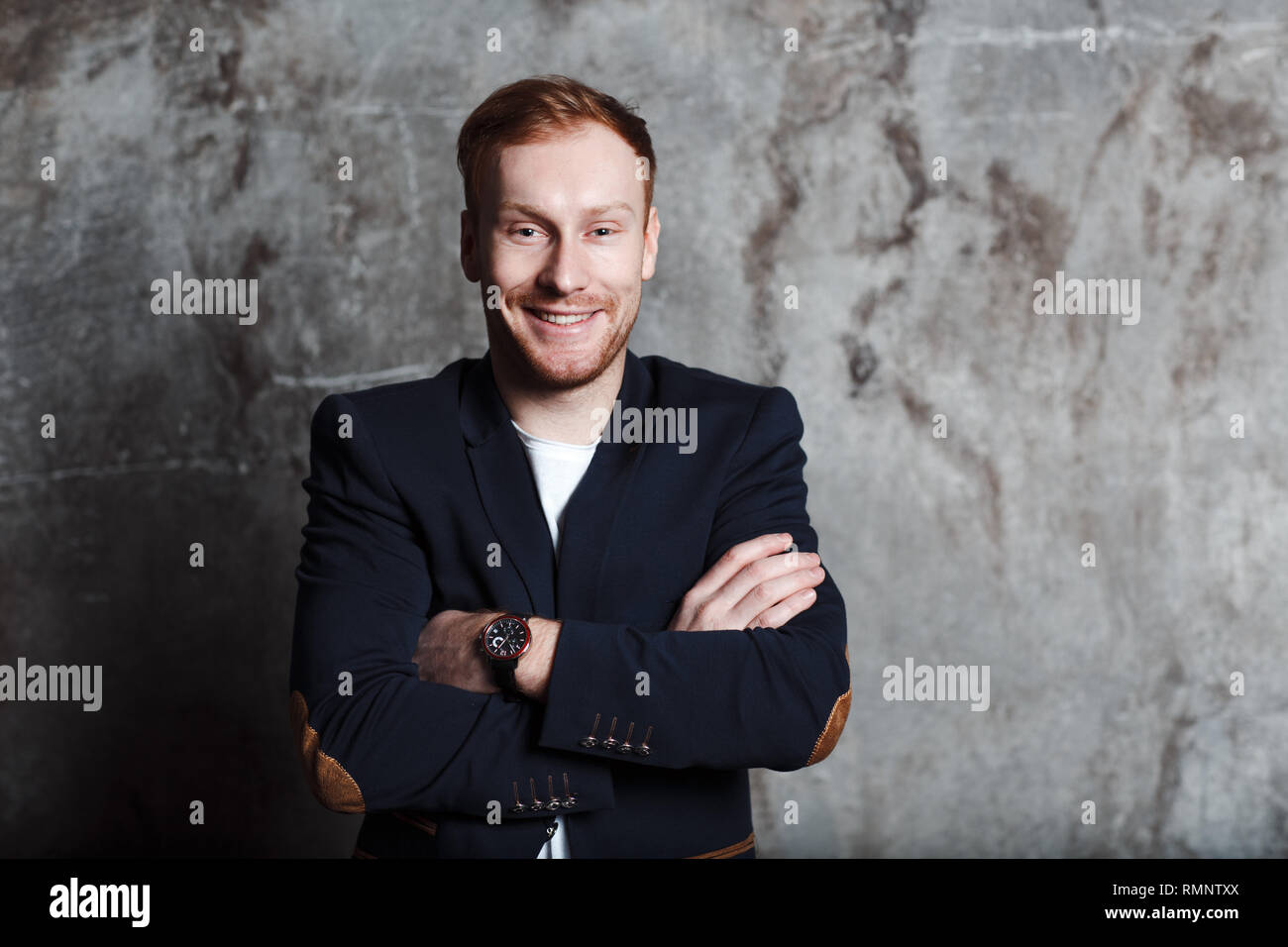 Business man in blue suit hi-res stock photography and images - Alamy