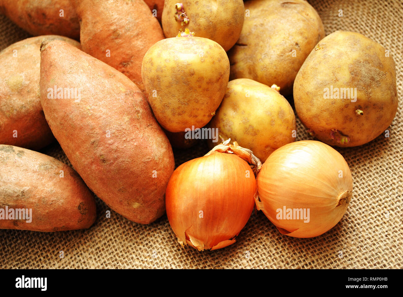 Whole Potatoes and Onions Stock Photo Alamy