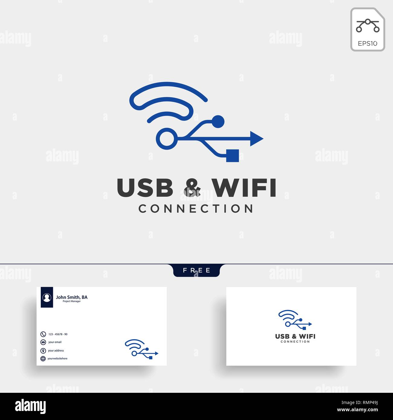 usb wifi connection communication creative logo template vector illustration icon element isolated - vector Stock Vector