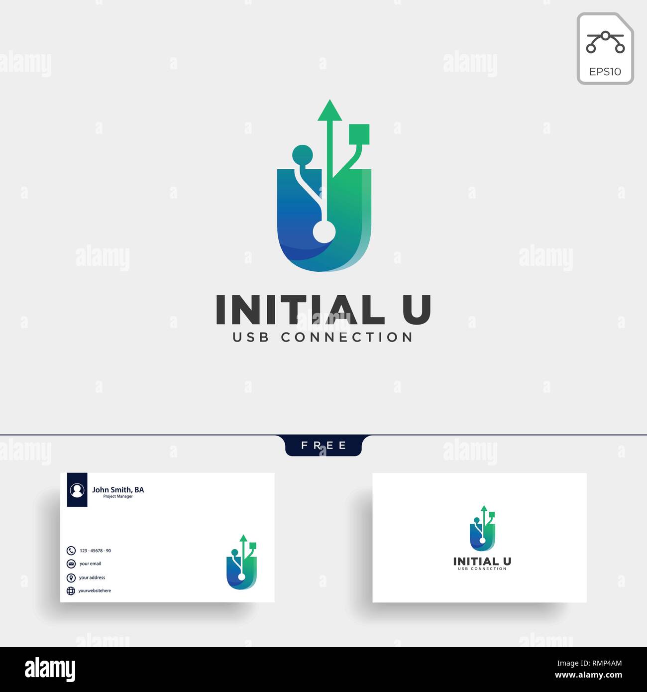 usb letter U connection communication creative logo template vector illustration icon element isolated - vector Stock Vector